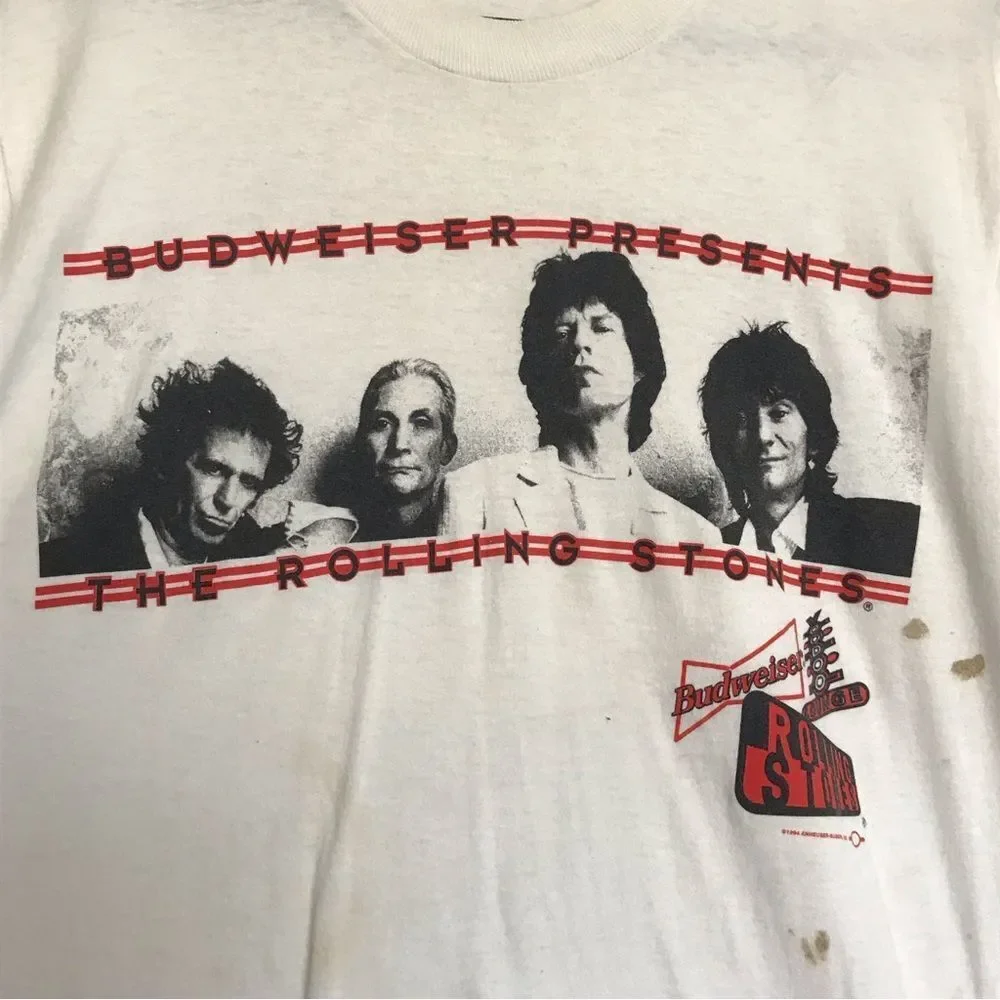 Original Vintage The Rolling Stones Budweiser Presents Tshirt Mens Sz XL